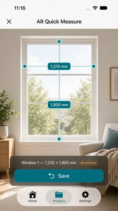 Measure Genie AR Quick Measure on a wall opening
